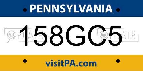 158GC5 Pennsylvania License Plate