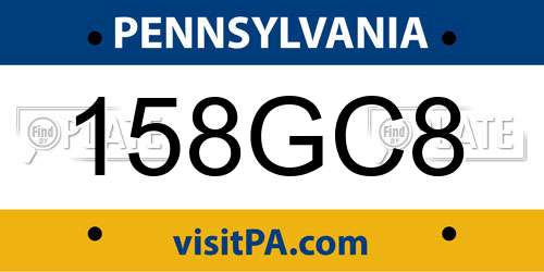 158GC8 Pennsylvania License Plate