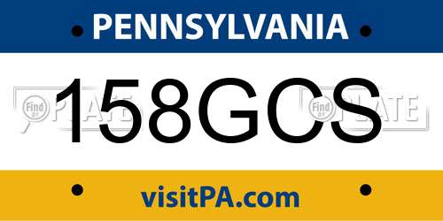 158GCS Pennsylvania License Plate