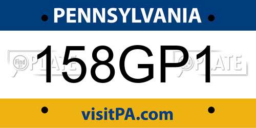 158GP1 Pennsylvania License Plate