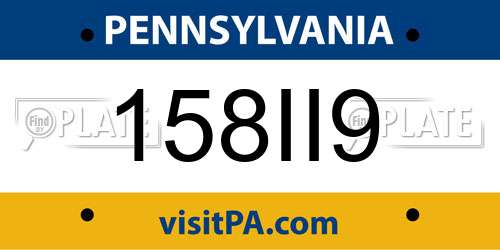 158II9 Pennsylvania License Plate