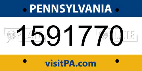 1591770 Pennsylvania License Plate