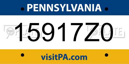 15917Z0 Pennsylvania License Plate