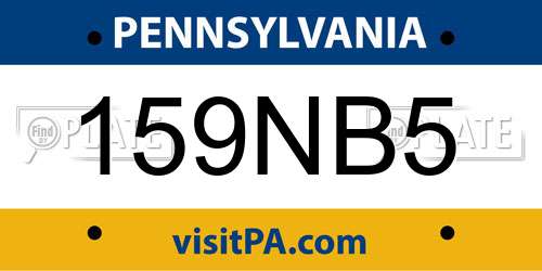 159NB5 Pennsylvania License Plate