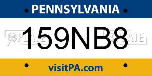 159NB8 Pennsylvania License Plate