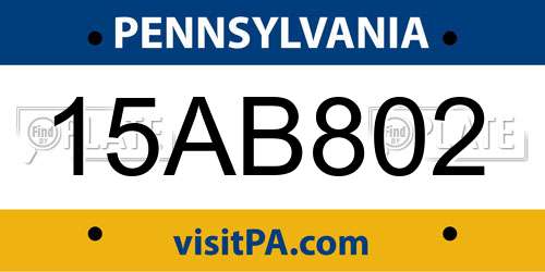 15AB802 Pennsylvania License Plate