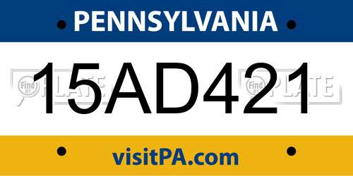 15AD421 Pennsylvania License Plate
