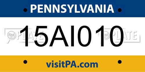 15AI010 Pennsylvania License Plate