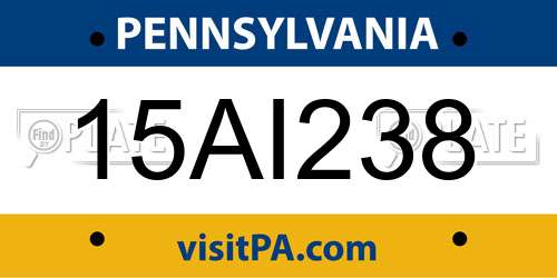 15AI238 Pennsylvania License Plate