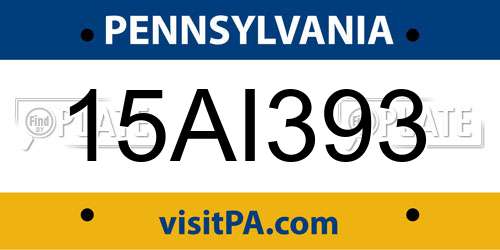 15AI393 Pennsylvania License Plate