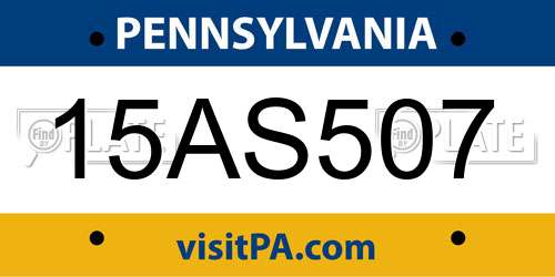 15AS507 Pennsylvania License Plate