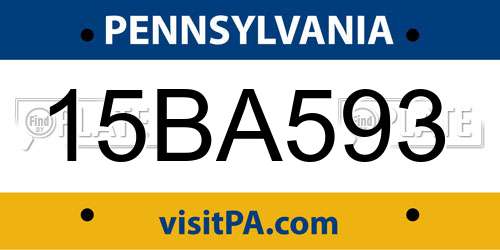 15BA593 Pennsylvania License Plate