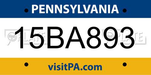 15BA893 Pennsylvania License Plate