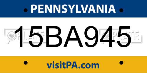15BA945 Pennsylvania License Plate
