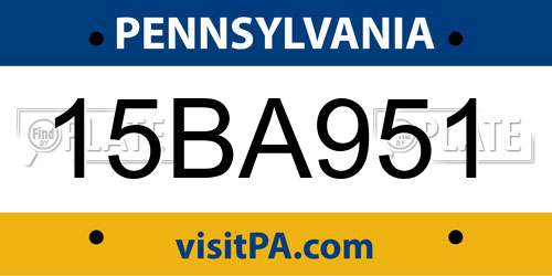15BA951 Pennsylvania License Plate