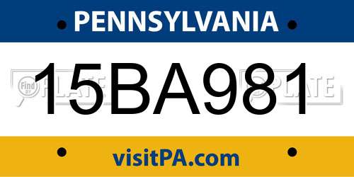 15BA981 Pennsylvania License Plate
