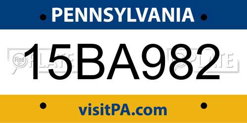 15BA982 Pennsylvania License Plate