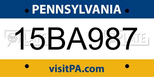 15BA987 Pennsylvania License Plate