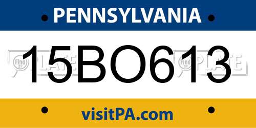 15BO613 Pennsylvania License Plate