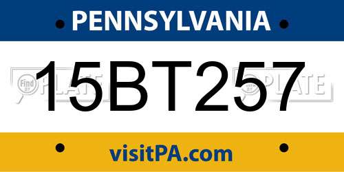 15BT257 Pennsylvania License Plate