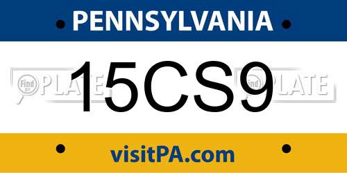 15CS9 Pennsylvania License Plate