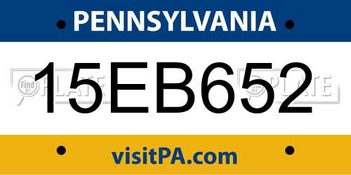 15EB652 Pennsylvania License Plate