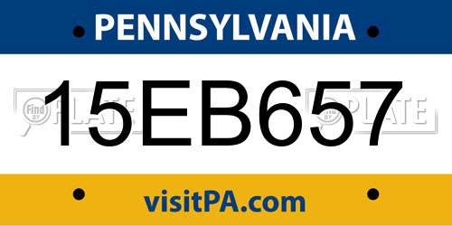 15EB657 Pennsylvania License Plate