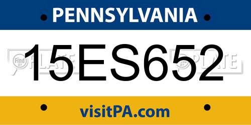 15ES652 Pennsylvania License Plate