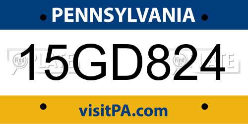 15GD824 Pennsylvania License Plate