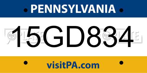 15GD834 Pennsylvania License Plate