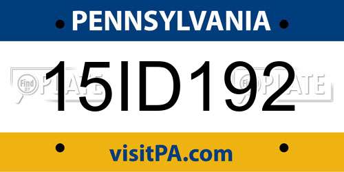 15ID192 Pennsylvania License Plate