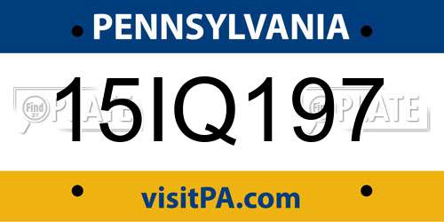 15IQ197 Pennsylvania License Plate