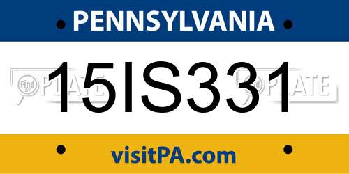 15IS331 Pennsylvania License Plate