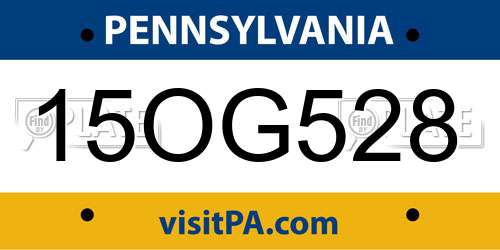 15OG528 Pennsylvania License Plate