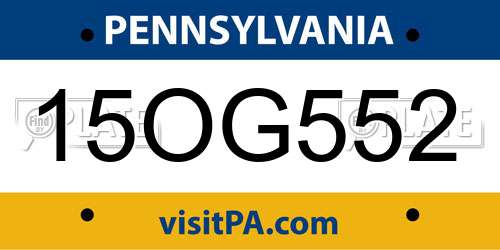 15OG552 Pennsylvania License Plate