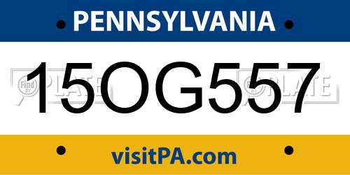 15OG557 Pennsylvania License Plate
