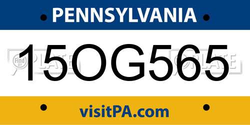 15OG565 Pennsylvania License Plate