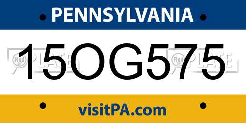 15OG575 Pennsylvania License Plate