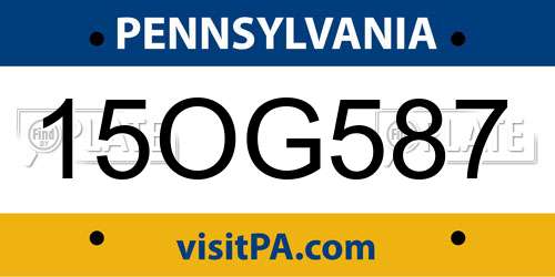 15OG587 Pennsylvania License Plate