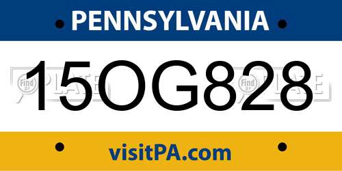15OG828 Pennsylvania License Plate