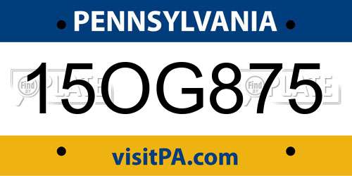 15OG875 Pennsylvania License Plate