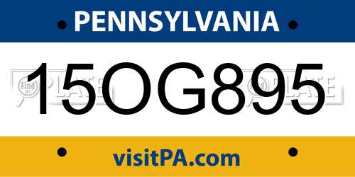 15OG895 Pennsylvania License Plate