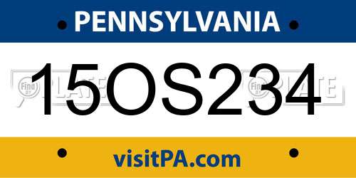15OS234 Pennsylvania License Plate