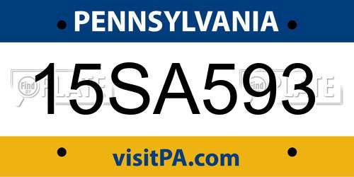 15SA593 Pennsylvania License Plate