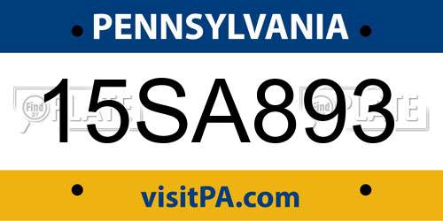 15SA893 Pennsylvania License Plate