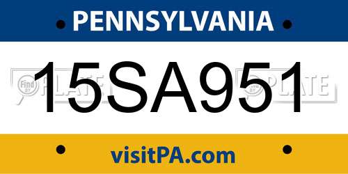 15SA951 Pennsylvania License Plate