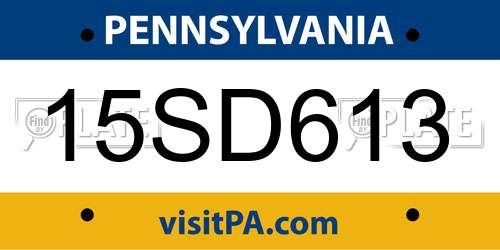 15SD613 Pennsylvania License Plate