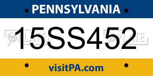 15SS452 Pennsylvania License Plate