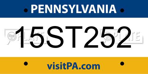 15ST252 Pennsylvania License Plate