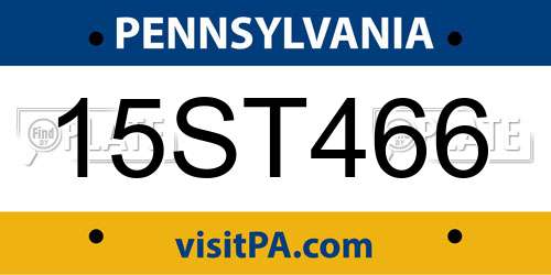 15ST466 Pennsylvania License Plate